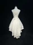 Vintage Bridal Gown 1960s High Low Scoop Sleeveless Pleated Bow-knot Beads White Short Wedding Dresses Elegant Bridal Gowns HZ1214