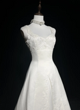 Vintage Bridal Gown 1960s Ball Gown Sweetheart Neck Sleeveless Satin Beads Long White Wedding Dresses Elegant Bridal Gowns HZ1214