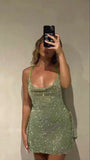 Cute A line Halter Sequin Mini Short Formal 8th Grade Homecoming Dresses Summer Middle School Hoco Dress Homecoming Outfits Birthday Outfit HZ1214