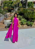 Elegant Sheath High Neck Hot Pink Long Prom Dresses Party Dress Summer 22th Birthday Outfits 21st Birthday Dresses HZ1214