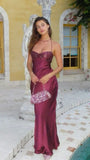 Vintage Sheath Halter Burgundy Satin Long Prom Dresses Party Dress Summer 22th Birthday Outfits 21st Birthday Dresses HZ1214