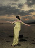 Elegant Mermaid Off The Shoulder Yellow Satin Prom Dresses Party Dress Summer 22th Birthday Outfits 18th Birthday Dresses HZ1214