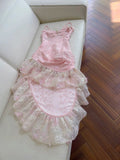 Cute High Low Spaghetti Straps Pink Lace Formal 8th Grade Homecoming Dresses Summer Middle School Hoco Dress Homecoming Outfits HZ1214