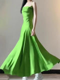 Elegant Mermaid Spaghetti Straps Green Slit Long Prom Dresses Party Dress Summer 22th Birthday Outfits 18th Birthday Dresses HZ1214