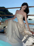 Elegant Mermaid Spaghetti Straps White Satin Long Prom Dresses Party Dress Summer 22th Birthday Outfits 18th Birthday Dresses HZ1214
