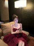 Sexy A line Spaghetti Straps Burgundy Tulle Mini Short Formal 8th Grade Homecoming Dresses Summer Middle School Hoco Dress Homecoming Outfits Birthday Outfit HZ1214