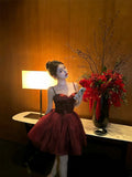 Sexy A line Spaghetti Straps Burgundy Tulle Mini Short Formal 8th Grade Homecoming Dresses Summer Middle School Hoco Dress Homecoming Outfits Birthday Outfit HZ1214