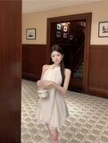 Sexy A line Halter Chiffon White Mini Short Formal 8th Grade Homecoming Dresses Summer Middle School Hoco Dress Homecoming Outfits Birthday Outfit HZ1214