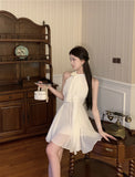 Sexy A line Halter Chiffon White Mini Short Formal 8th Grade Homecoming Dresses Summer Middle School Hoco Dress Homecoming Outfits Birthday Outfit HZ1214