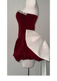Cute Ball Gown Sweetheart Burgundy Velvet Mini Short Formal 8th Grade Homecoming Dresses Summer Middle School Hoco Dress Homecoming Outfits HZ1214