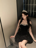 Cute Ball Gown Sweetheart Black Velvet Mini Short Formal 8th Grade Homecoming Dresses Summer Middle School Hoco Dress Homecoming Outfits HZ1214
