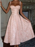 Elegant A Line Spaghetti Straps Pink Lace Sleeveless Long Evening Party Gowns Evening Formal Dresses Prom Dress HZ1214