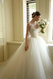 Pretty Wedding Dress Ball Gown Strapless Tulle Long Satin White Wedding Dresses Bridal Gowns Brides Gown HZ1214