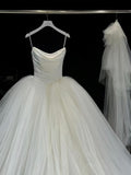 Pretty Wedding Dress Ball Gown Strapless Tulle Long Satin White Wedding Dresses Bridal Gowns Brides Gown HZ1214