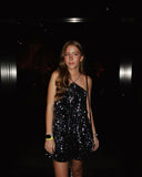 Cute A Line Halter Black Sequin Mini Short Formal 8th Grade Homecoming Dresses Summer Middle School Hoco Dress 21st Birthday Outfits HZ1214