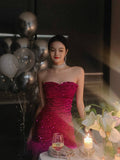 Cute Sheath Sweetheart Dragon Fruit Color Sequin Mini Short Formal 8th Grade Homecoming Dresses Summer Middle School Hoco Dress Homecoming Outfits HZ1214
