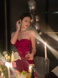 Cute Sheath Sweetheart Dragon Fruit Color Sequin Mini Short Formal 8th Grade Homecoming Dresses Summer Middle School Hoco Dress Homecoming Outfits HZ1214