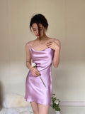 Simple Sheath Spaghetti Straps Lilac Satin Mini Short Formal 8th Grade Homecoming Dresses Summer Middle School Hoco Dress Homecoming Outfits HZ1214