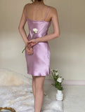 Simple Sheath Spaghetti Straps Lilac Satin Mini Short Formal 8th Grade Homecoming Dresses Summer Middle School Hoco Dress Homecoming Outfits HZ1214