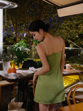 Sexy Sheath Spaghetti Straps Sage Green Satin Mini Short Formal 8th Grade Homecoming Dresses Summer Middle School Hoco Dress Birthday Outfits HZ1214