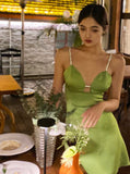 Sexy Sheath Spaghetti Straps Sage Green Satin Mini Short Formal 8th Grade Homecoming Dresses Summer Middle School Hoco Dress Birthday Outfits HZ1214