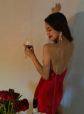 Sexy Sheath Spaghetti Straps Red Satin Mini Short Formal 8th Grade Homecoming Dresses Summer Middle School Hoco Dress Birthday Outfits HZ1214