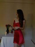 Sexy Sheath Spaghetti Straps Red Satin Mini Short Formal 8th Grade Homecoming Dresses Summer Middle School Hoco Dress Birthday Outfits HZ1214