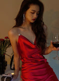 Sexy Sheath Spaghetti Straps Red Satin Mini Short Formal 8th Grade Homecoming Dresses Summer Middle School Hoco Dress Birthday Outfits HZ1214