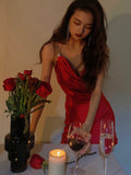 Sexy Sheath Spaghetti Straps Red Satin Mini Short Formal 8th Grade Homecoming Dresses Summer Middle School Hoco Dress Birthday Outfits HZ1214