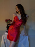 Sexy Sheath Spaghetti Straps Red Satin Mini Short Formal 8th Grade Homecoming Dresses Summer Middle School Hoco Dress Birthday Outfits HZ1214