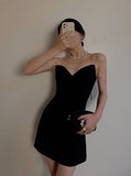 Sexy Sheath Spaghetti Straps Little Black Dress Satin Mini Short Formal 8th Grade Homecoming Dresses Summer Middle School Hoco Dress Birthday Outfits HZ1214