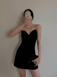 Sexy Sheath Spaghetti Straps Little Black Dress Satin Mini Short Formal 8th Grade Homecoming Dresses Summer Middle School Hoco Dress Birthday Outfits HZ1214