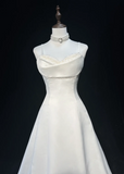 Vintage Bridal Gown 1960s Ball Gown Spaghetti Straps Sleeveless Satin Beads Long White 90s Wedding Dresses Elegant Bridal Gowns HZ1214