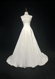 Vintage Bridal Gown 1960s Ball Gown Spaghetti Straps Sleeveless Satin Beads Long White 90s Wedding Dresses Elegant Bridal Gowns HZ1214
