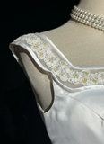 Vintage Bridal Gown Ball Gown Square Neck Sleeveless Satin Beads Long White 70s Wedding Dresses Elegant Bridal Gowns HZ1214