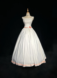 Vintage Bridal Gown Ball Gown Square Neck Sleeveless Satin Beads Long White 70s Wedding Dresses Elegant Bridal Gowns HZ1214