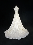 Unique Bridal Gown Mermaid Strapless Lace Sleeveless White 50s Wedding Dresses Modest Bridal Gowns HZ1214