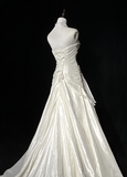 Unique Bridal Gown Mermaid Strapless Lace Sleeveless White 50s Wedding Dresses Modest Bridal Gowns HZ1214