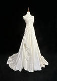 Unique Bridal Gown Mermaid Strapless Lace Sleeveless White 50s Wedding Dresses Modest Bridal Gowns HZ1214