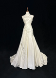 Unique Bridal Gown Mermaid Strapless Lace Sleeveless White 50s Wedding Dresses Modest Bridal Gowns HZ1214