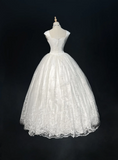 Vintage Bridal Gown Ball Gown Square Neck Sleeveless Tulle Lace Long White 70s Wedding Dresses Elegant Bridal Gowns HZ1214