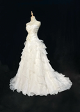 Unique Bridal Gown Ball Gown Strapless Lace Sleeveless White 50s Wedding Dresses Modest Bridal Gowns HZ1214