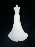 Vintage Bridal Gown 1960s A Line One Shoulder Chiffon Sleeveless Long White 90s Wedding Dresses Elegant Bridal Gowns HZ1214