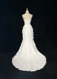 Vintage Bridal Gown 1960s Mermaid Strapless Chiffon Sleeveless Lace Long White 90s Wedding Dresses Elegant Bridal Gowns HZ1214