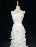 Vintage Bridal Gown 1960s Mermaid Strapless Chiffon Sleeveless Lace Long White 90s Wedding Dresses Elegant Bridal Gowns HZ1214