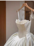 Pretty Wedding Dress Ball Gown Sweetheart White Long Satin Wedding Dresses Bridal Gowns Brides Gown HZ1214