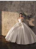 Pretty Wedding Dress Ball Gown Sweetheart White Long Satin Wedding Dresses Bridal Gowns Brides Gown HZ1214