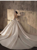 Pretty Wedding Dress Ball Gown Sweetheart White Long Satin Wedding Dresses Bridal Gowns Brides Gown HZ1214