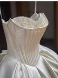 Pretty Wedding Dress Ball Gown Sweetheart White Long Satin Wedding Dresses Bridal Gowns Brides Gown HZ1214