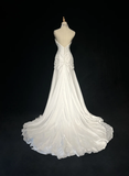 Vintage Bridal Gown A line Sweetheart Sleeveless Silver Beads Long Slit White 70s Wedding Dresses Elegant Bridal Gowns HZ1214